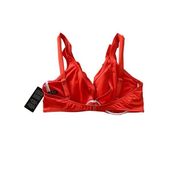 Lauren Ralph Lauren Beach Club Solid Ruffle Underwire Bikini Top Size 14 $90 - Picture 2 of 6